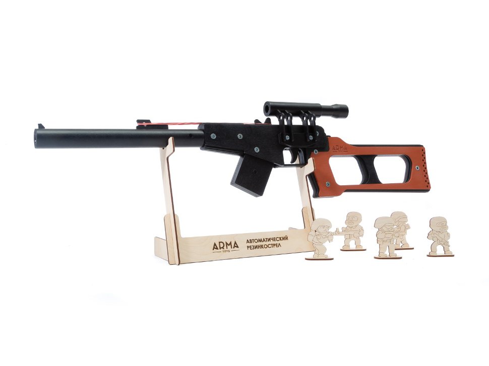 Деревянная снайперская винтовка с прицелом в сборе (ВСС, Винторез), стреляет резинками, черная