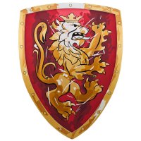 Красный щит с коронованным золотым львом