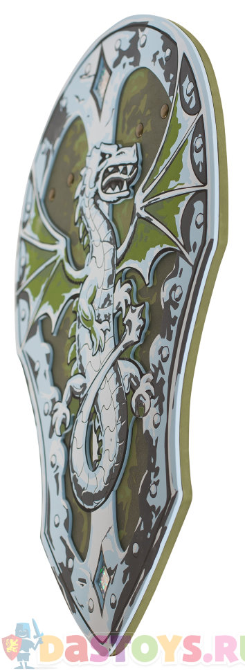 Щит с зеленым драконом вид сбоку