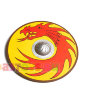 Деревянный круглый щит игрушечный,  красный дракон на желтом фоне