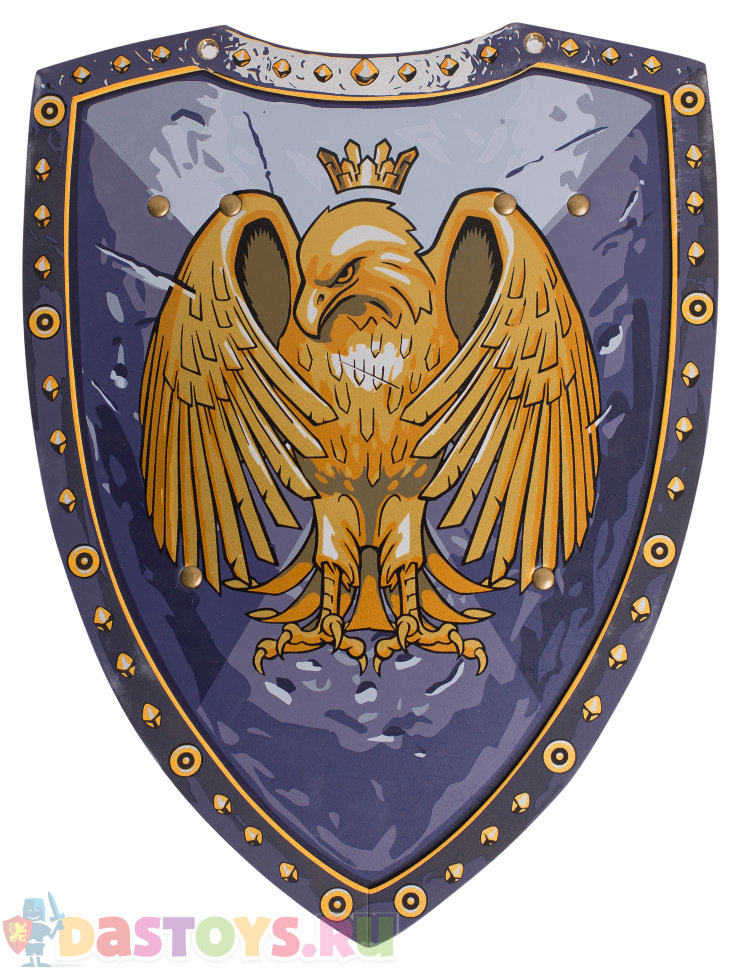 Синий щит с коронованным орлом, вид спереди