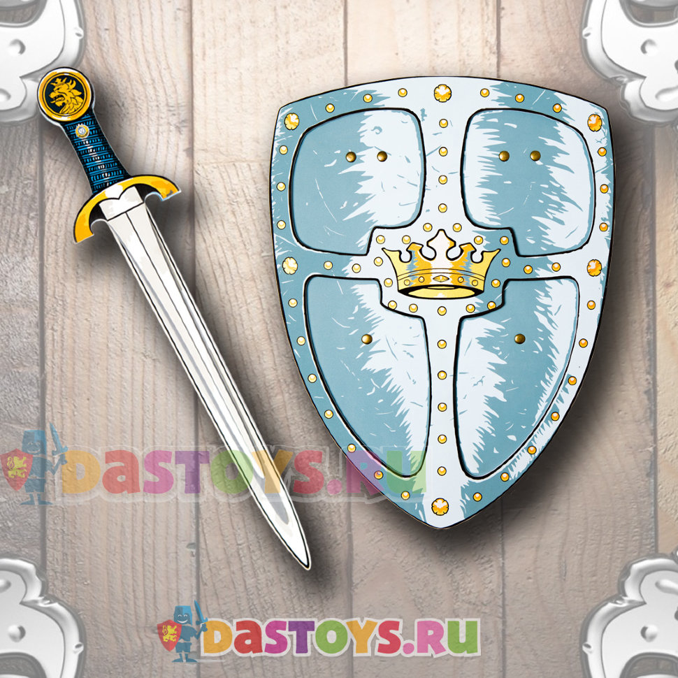 Игровой набор щит с короной и меч со львом детский