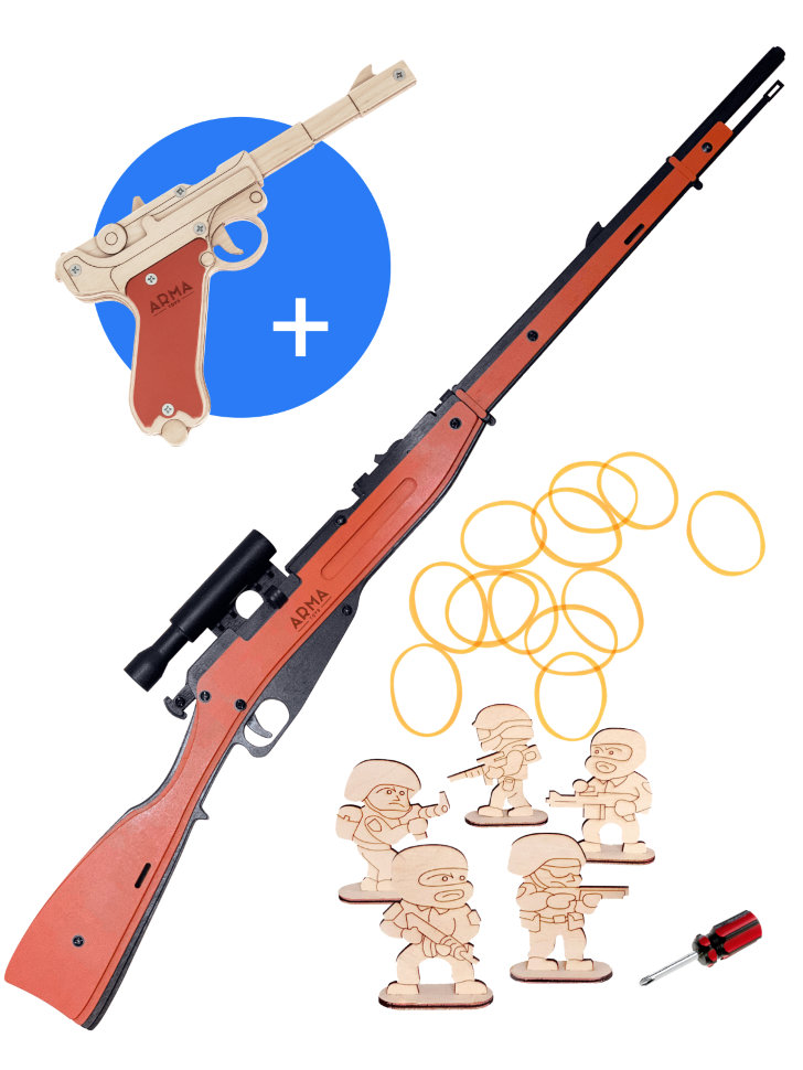 «Трофей снайпера - 2»: снайперская винтовка Мосина и пистолет Люгера, из дерева