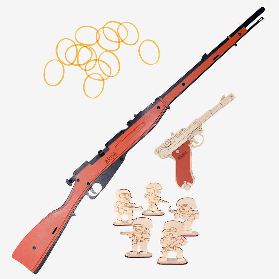 «Царская армия - 2»: винтовка Мосина пехотная и пистолет Люгера, резинкострелы