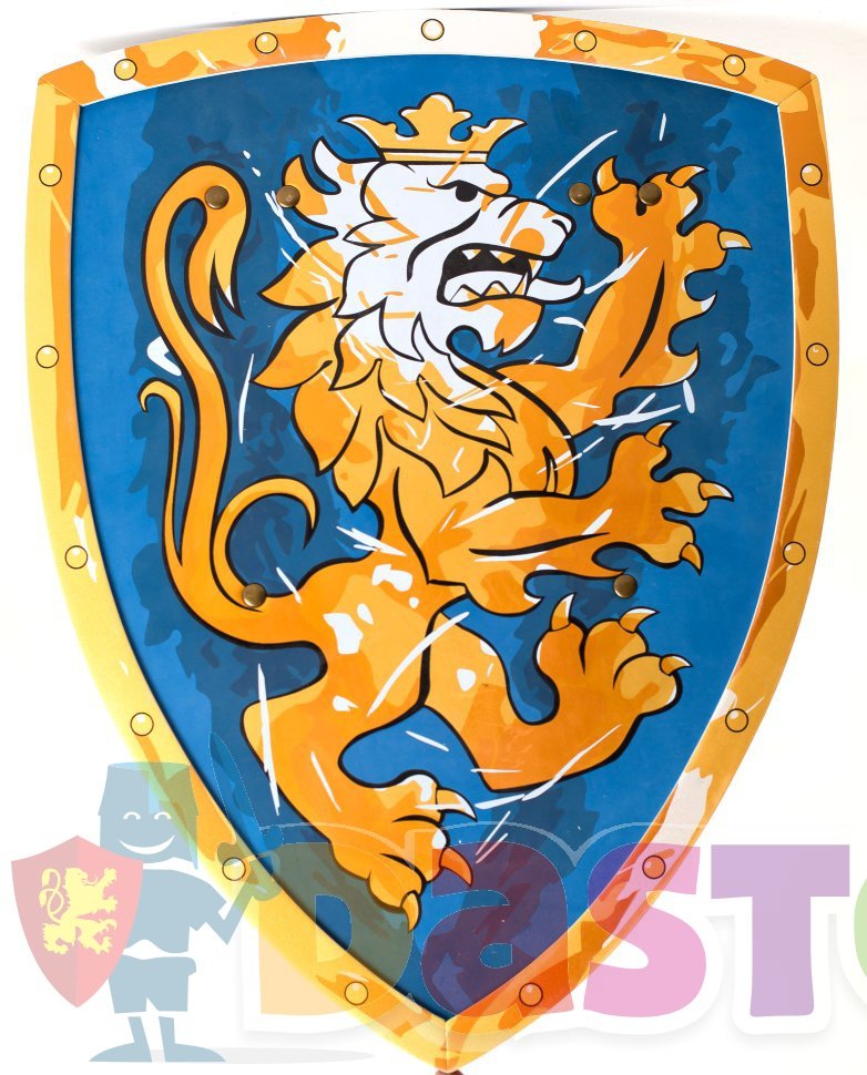 Синий щит с коронованным золотым львом