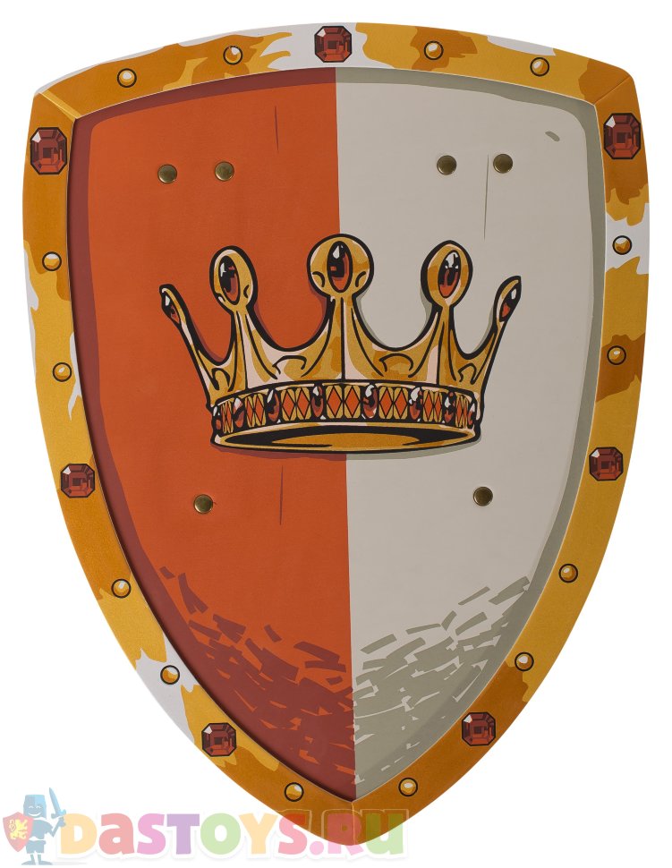 Красно-белый щит с золотой короной, вид спереди
