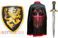 Карнавальный набор черного (темного) рыцаря (щит, меч, плащ)