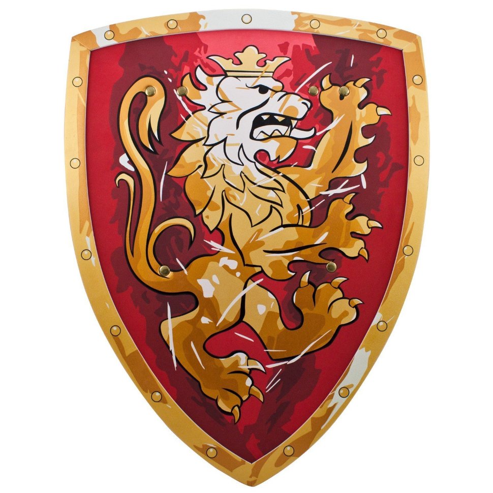 Красный щит с коронованным золотым львом