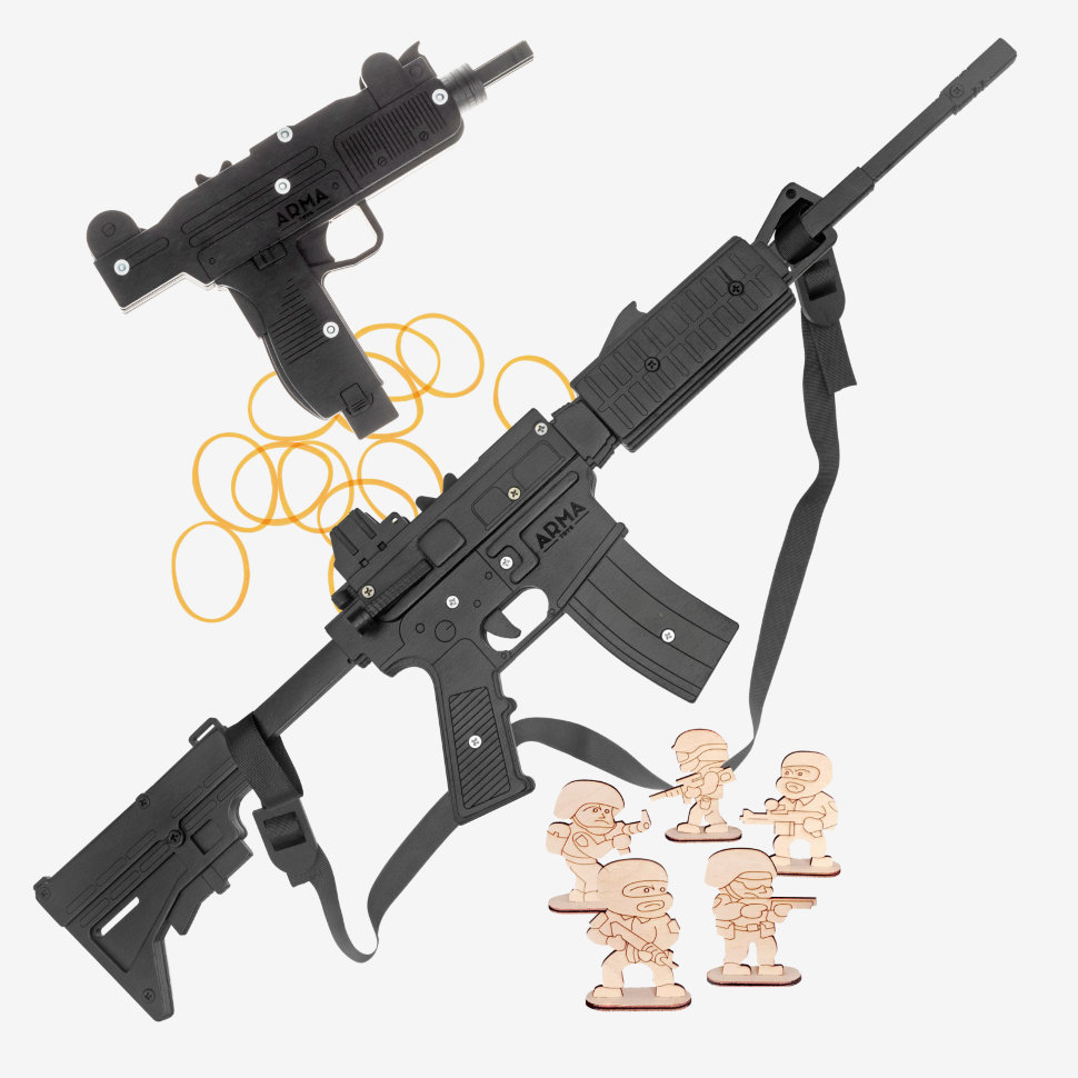 «Полоса прорыва - 3»: винтовка М4 и автомат «Узи», набор игрушек-резинкострелов