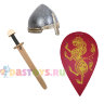 Набор богатыря меч, шлем, щит-капля со львом