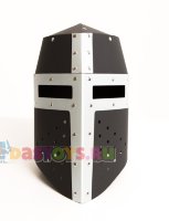 Рыцарский шлем черный с серебристым, картон