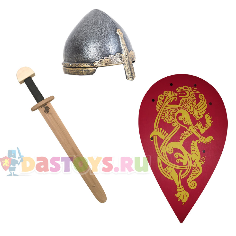 Набор богатыря шлем, меч, щит-капля с грифоном