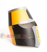 Рыцарский шлем с забралом детский черно-желтый, картон