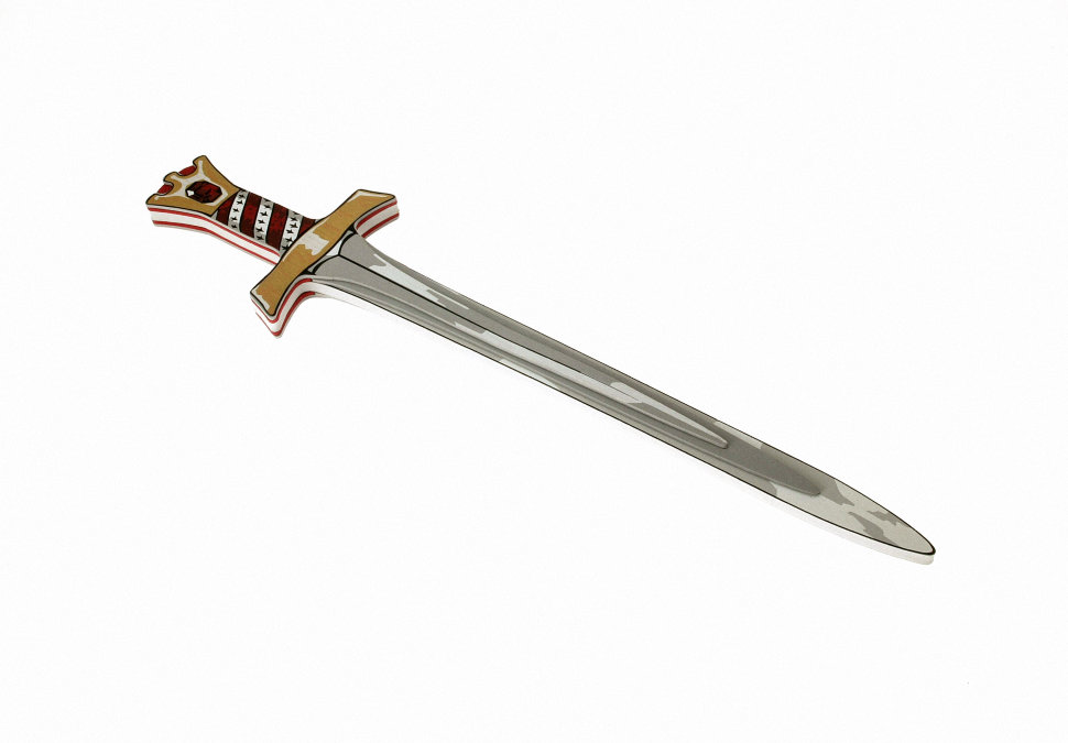 Набор рыцаря детский красный меч, шлем, плащ со львом, перевязь для меча