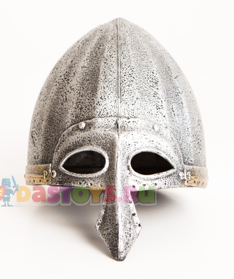Шлем богатыря детский с серебристой полумаской 