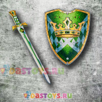 Набор рыцаря меч и щит зеленый с короной
