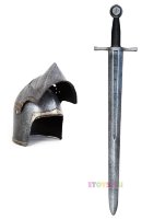Набор игровой рыцаря-крестоносца шлем с забралом и меч