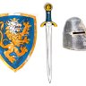 Набор рыцаря детский шлем Топхельм, синие щит и меч со львом