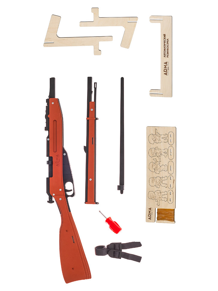 Игрушечная деревянная винтовка Мосина без прицела, стреляет резинками, со штыком