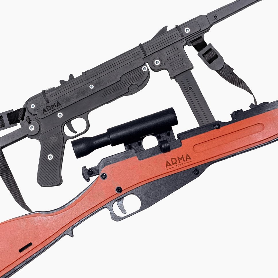 Набор “Партизанская засада”: винтовка Мосина и трофейный автомат МП-40 из дерева