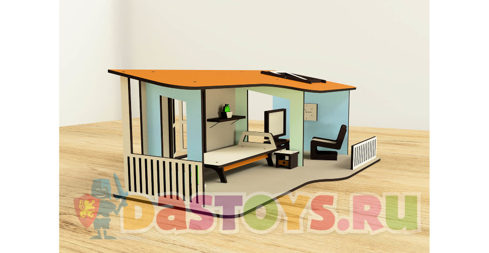 Кукольный домик одноэтажный с мебелью ​