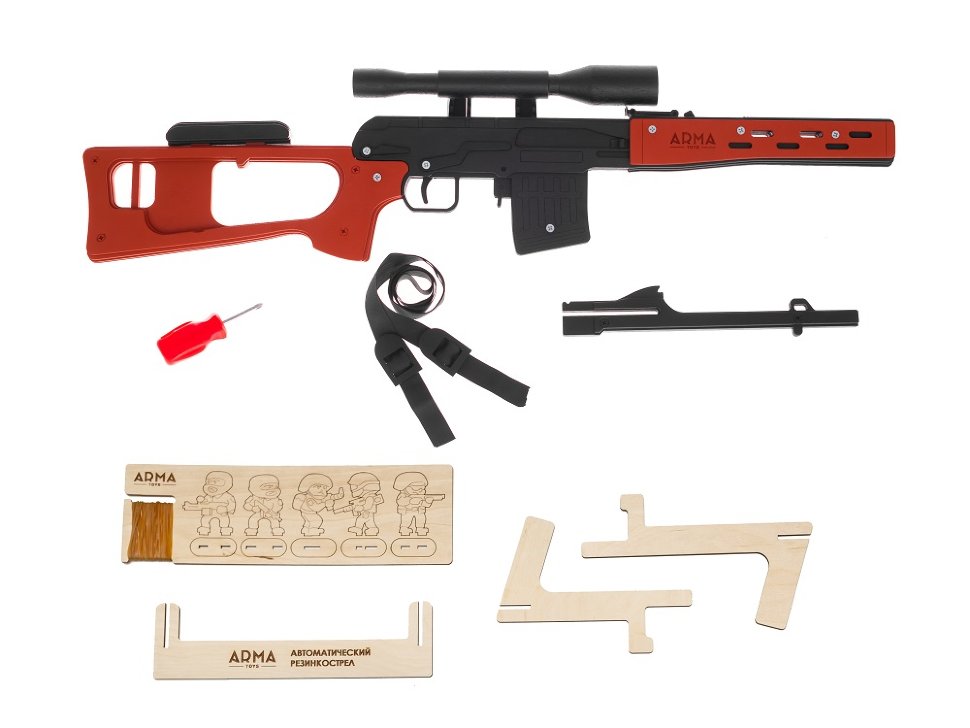 Подарочная винтовка Драгунова СВД из дерева, макет, резинкострел
