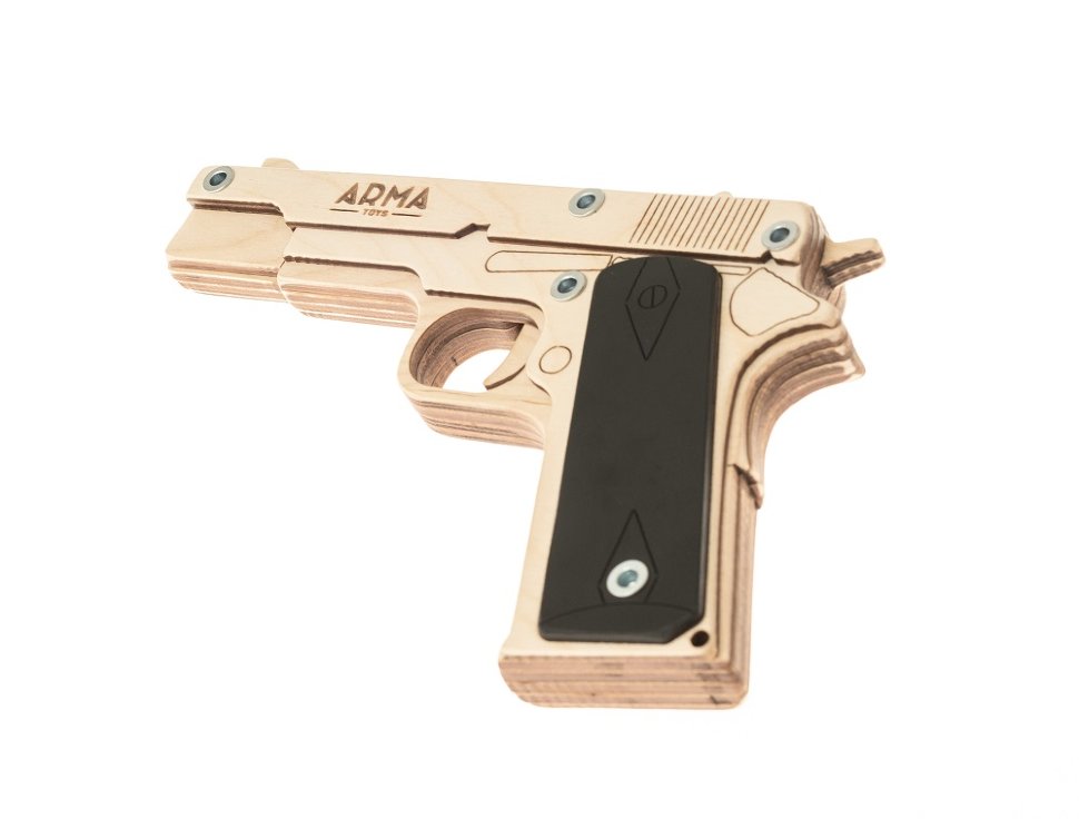 Игрушечный пистолет «Кольт» М1911 (деревянный резинкострел)