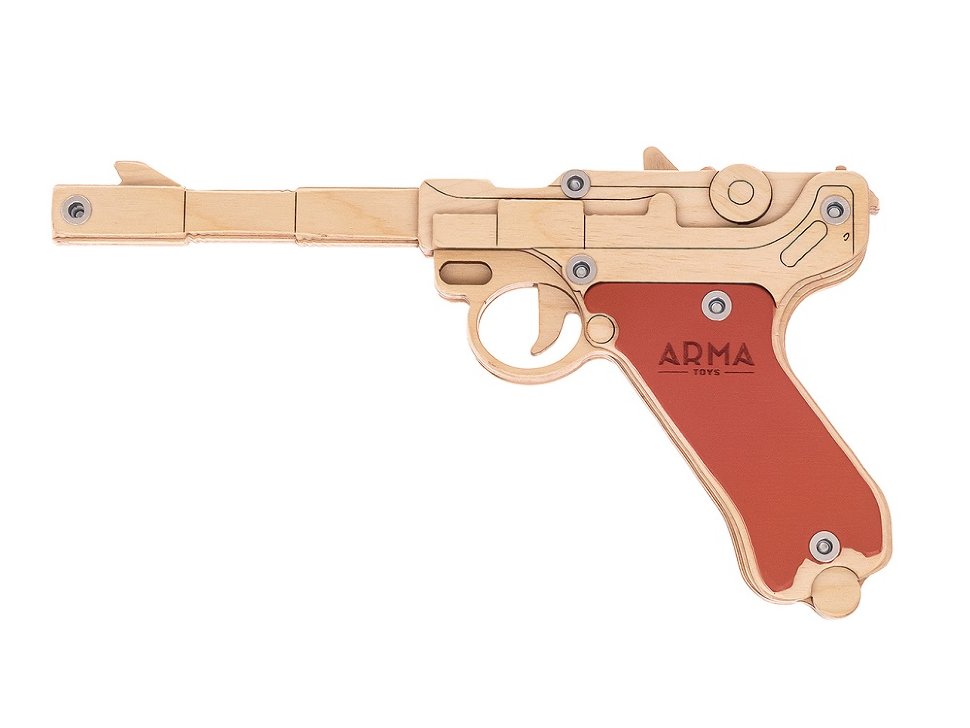 Игрушечный пистолет Люгера «Парабеллум», деревянный резинкострел