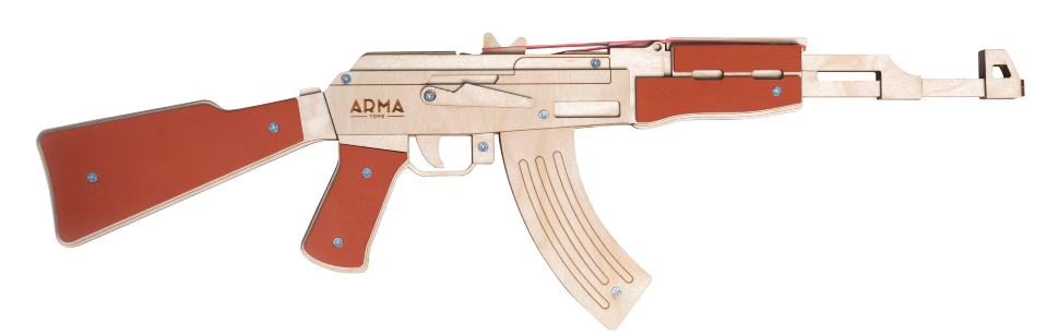 Многозарядный резинкострел ARMA, автомат, стрельба очередями, 70 см, съемный приклад, неокрашенный