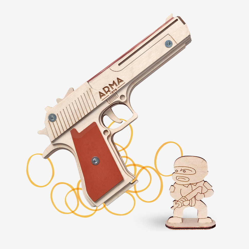 Пистолет-резинкострел "Дезерт Игл" (Desert Eagle), стреляющий резинками деревянный макет