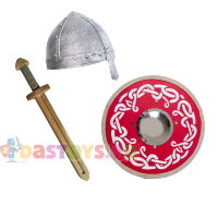 Набор богатыря для мальчика (норманка), красный щит