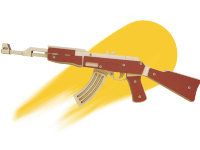 Деревянный автомат-резинкострел, автоматическая стрельба, 70 см, съемный приклад, коричневый