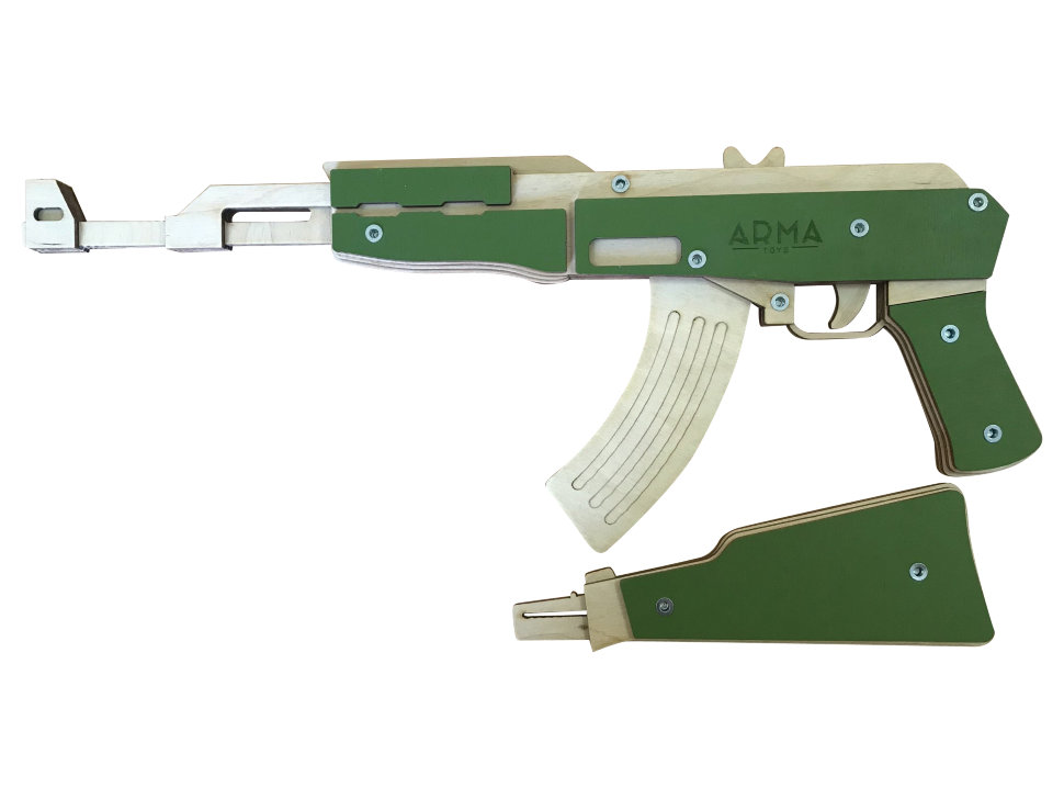 Многозарядный резинкострел, автоматическая стрельба, 70 см, съемный приклад, зеленый