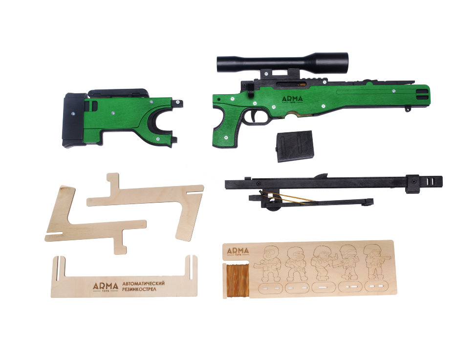 Деревянная модель винтовки AWP в сборе, стреляет резинками, складываются сошки