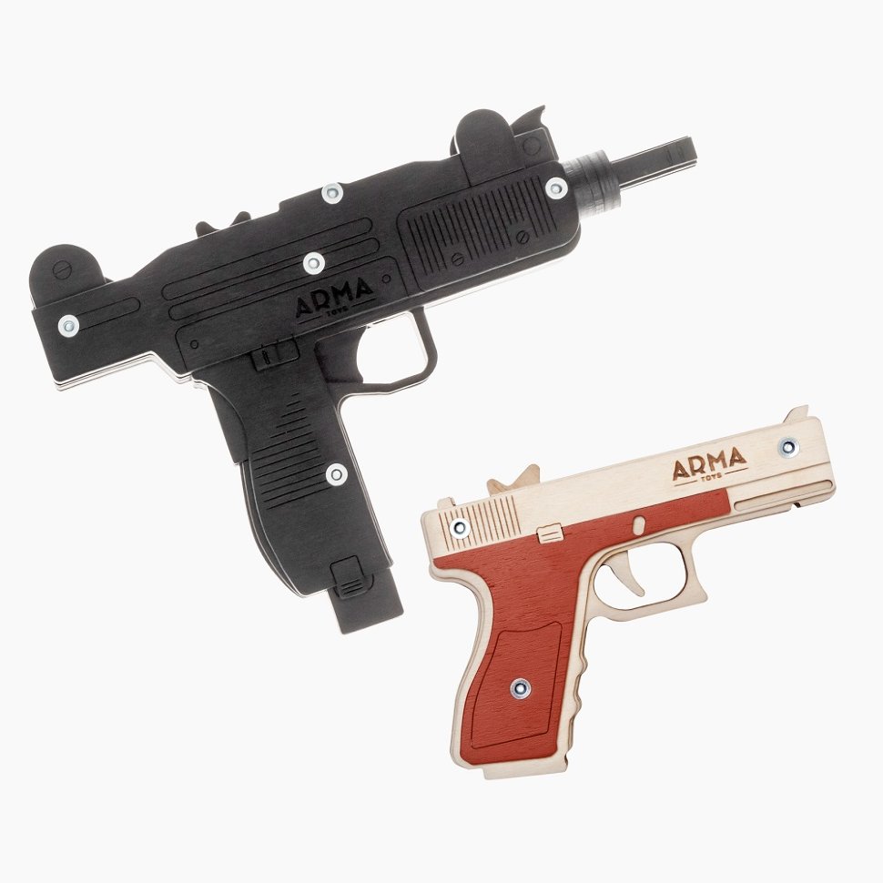 Набор игрушек-резинкострелов «Угол атаки - 2» (автомат «Узи» и пистолет «Глок»)