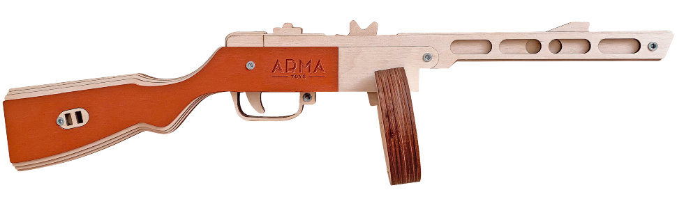 Деревянный макет ППШ ARMA, стреляющий резинками, 70 см., неокрашенный