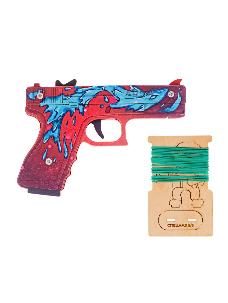 Пистолет «Глок» из игры CS:GO в скине «Дух воды» (деревянный резинкострел)